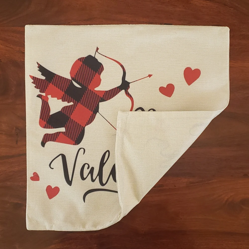 Valentine's Day 18x18 Pillow Cover Red & Black Heart Farmhouse Holiday Decor